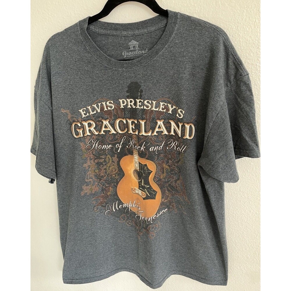 Graceland Elvis Presley’s Home of Rock & Roll Men’s T-shirt XL Gray Classic Y2K